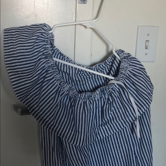J Crew Factory striped one shoulder ruffle dress - Picture 3 of 3